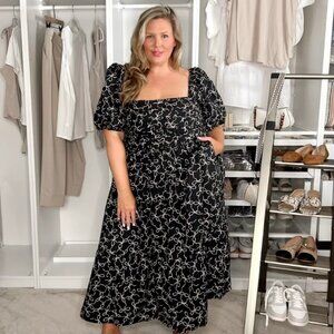 XXL Abercrombie Emerson Poplin Puff Sleeve Bow Dress